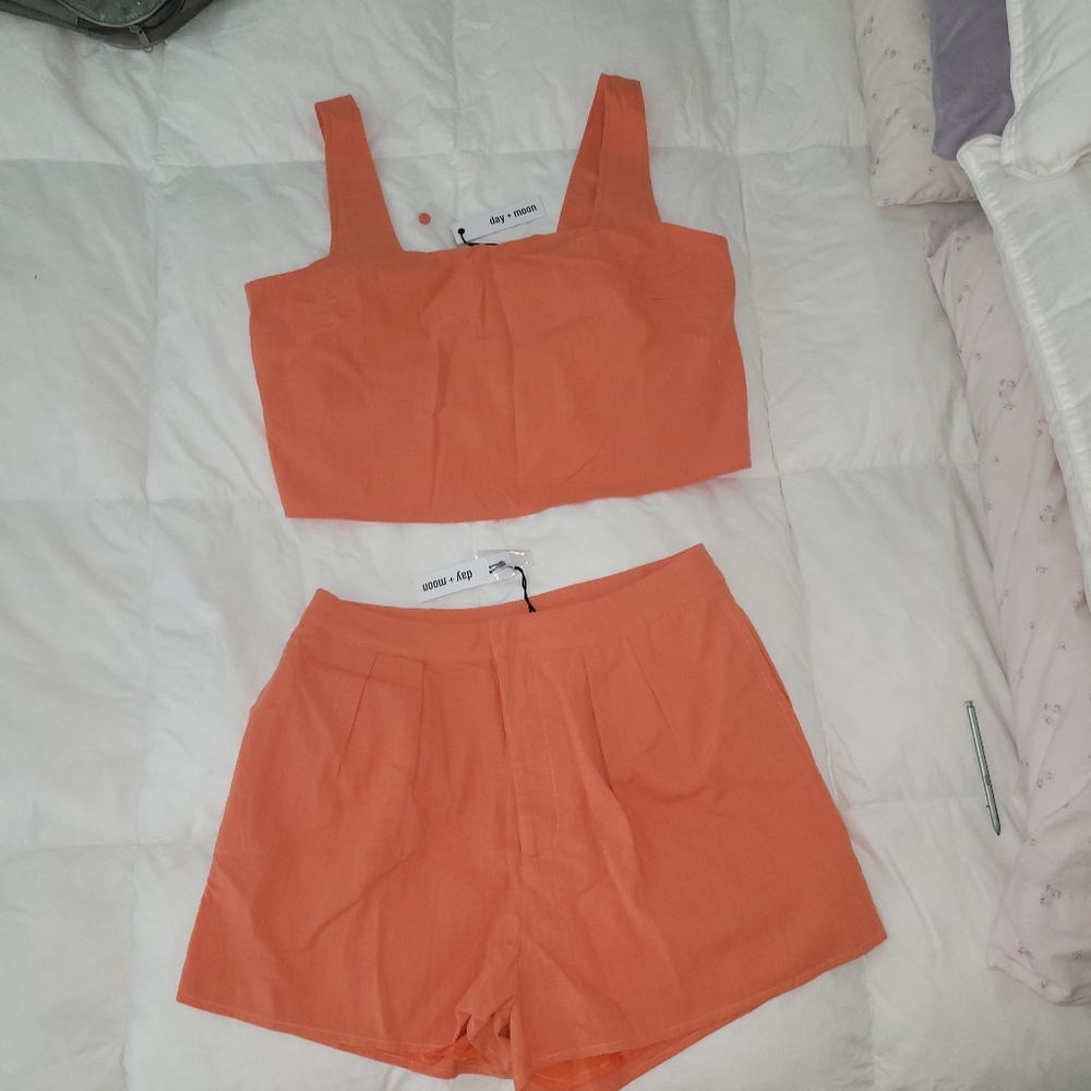 New Medium DAY + MOON Shorts & Crop Set! Lined, 100% COTTON Outside Layer!